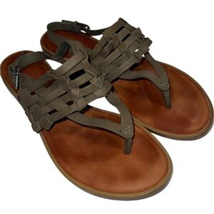 1.STATE Lenn olive green braided leather thong style sandals 8M